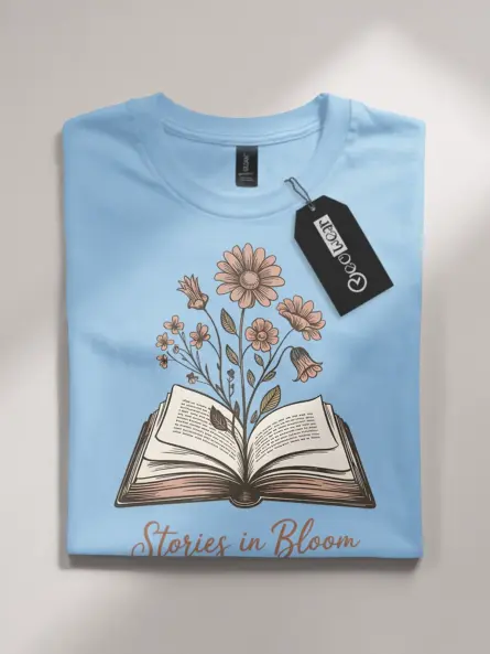 Stories in Bloom Floral Book Lover T-Shirt - Image 4
