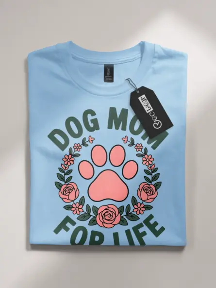 Floral Dog Mom Shirt – Vintage “Dog Mom for Life” Paw Print Tee - Image 4