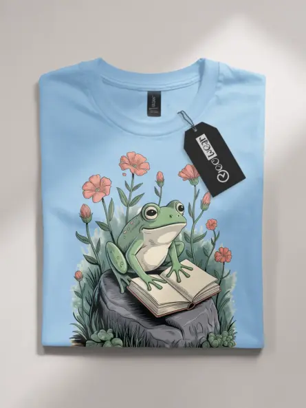 Frog Reading Shirt – Whimsical Nature Tee for Book Lovers - Image 4