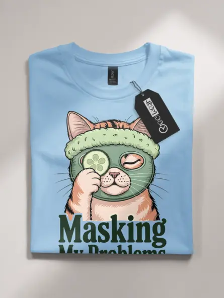 Funny Cat Spa Shirt for Introverts – Masking My Problems Tee - Image 4