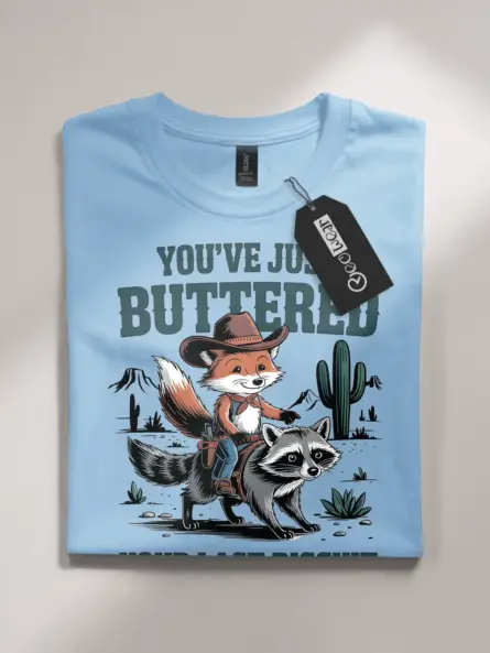 Funny Cowboy Animal T-Shirt You've Just Buttered - Image 4