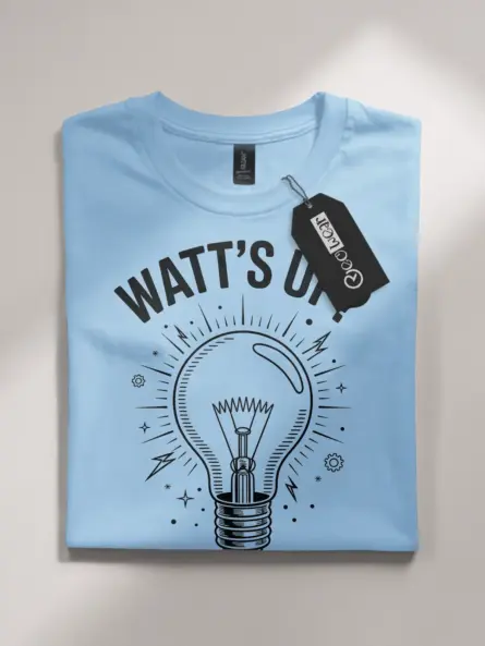 Funny Electrician Shirt - "WATT’S UP?" Light Bulb Pun Design - Image 4