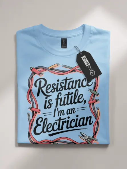 Funny Electrician T-Shirt Vintage – Resistance is Futile Design - Image 4