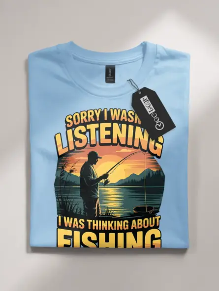 Funny Fishing T-Shirt for Men – “Sorry I Wasn’t Listening” Sunset Graphic - Image 4