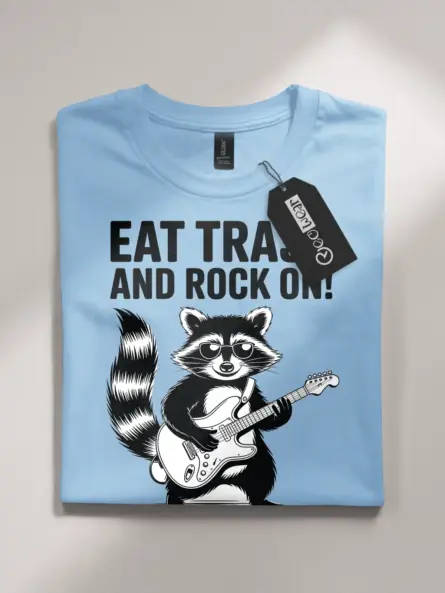 Funny Raccoon T-Shirt – Eat Trash and Rock On Punk Style - Image 4