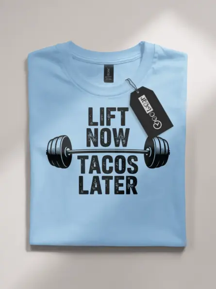 Lift Now Tacos Later Funny Taco Gym T-Shirt - Image 4