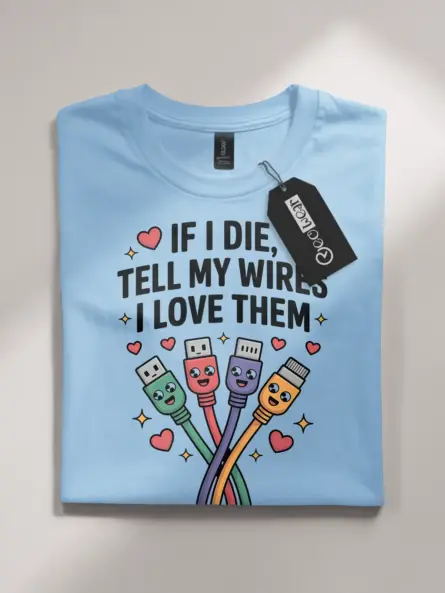 Funny Tech Lover T-Shirt with Cute Wires - Image 7