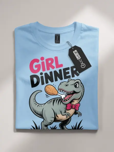 Girl Dinner T-Shirt – Cute Dinosaur Meme Graphic Tee for Foodie Fans - Image 4