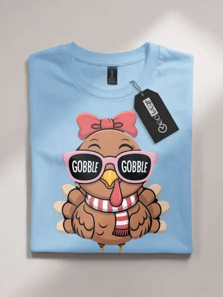 Girls Thanksgiving Shirt – Cute Pink Glasses Turkey Tee for Kids - Image 4