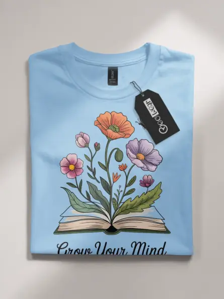 Inspiring Grow Your Mind T-Shirt – Botanical Book Lover Tee for Women - Image 4