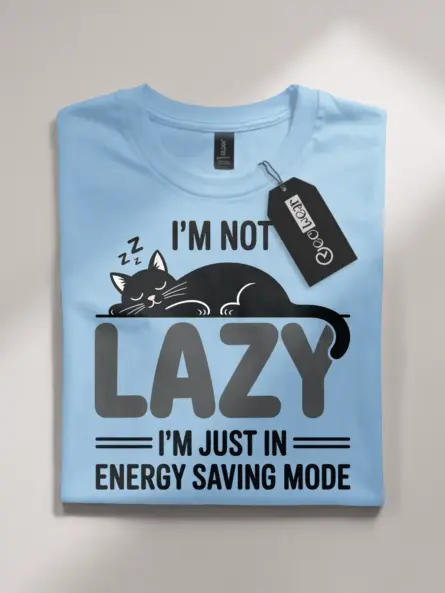 Not Lazy Shirt – Funny Cat Energy Saving Mode Tee for Introverts - Image 4