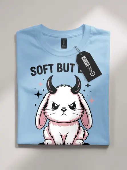Kawaii Bunny T-Shirt with Attitude – Soft But Evil Graphic Tee - Image 5