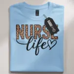 leopard print nurse life t-shirt