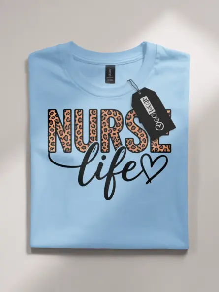 leopard print nurse life t-shirt