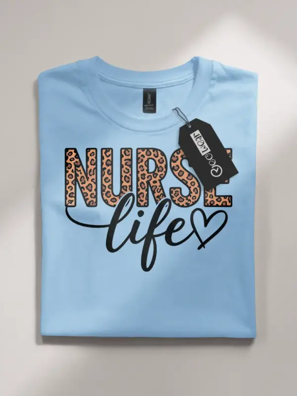 leopard print nurse life t-shirt