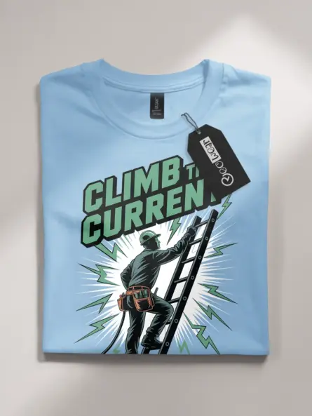 Climb the Current Motivational Electrician T-Shirt - Image 4