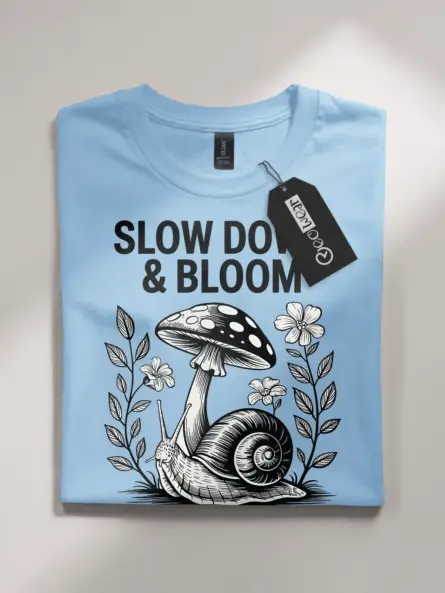 Amazing Mushroom Snail T-Shirt – Slow Down & Bloom Tee - Image 4