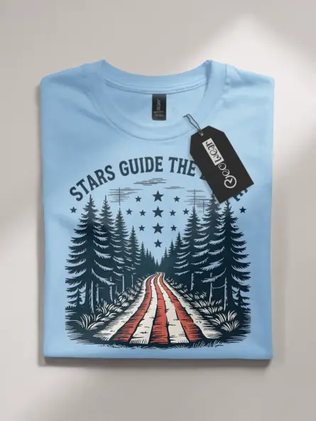 Patriotic Forest American Flag T-Shirt – Stars Guide the Brave - Image 5