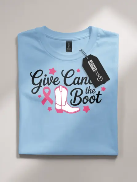 Pink Cowboy Boot Breast Cancer Shirt – Give Cancer the Boot Tee - Image 4