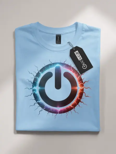 Power Button T-Shirt with Futuristic Electric Symbol - Image 4