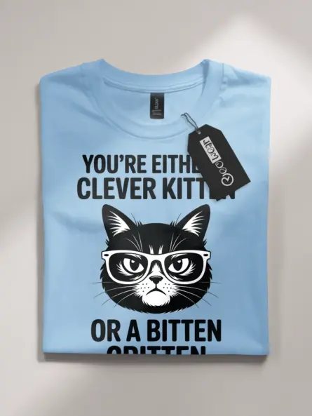 Witty Sarcastic Cat T-Shirt – Clever Kitten or Bitten Critten Tee - Image 4