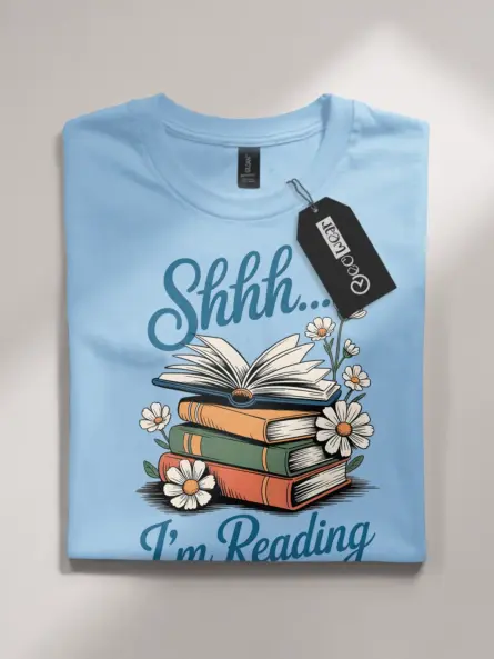 Shhh I'm Reading Shirt – Cozy Cottagecore Floral Tee for Book Lovers - Image 4