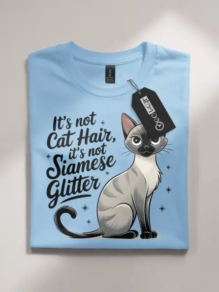 Siamese Cat Glitter Shirt – Funny Cat Hair Tee - Image 4