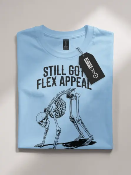 Bold Skeleton Yoga Shirt – Still Got Flex Appeal Humor Tee - Image 4