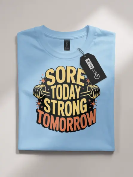 Inspiring Sore Today Strong Tomorrow T-Shirt for Gym Motivation - Image 4