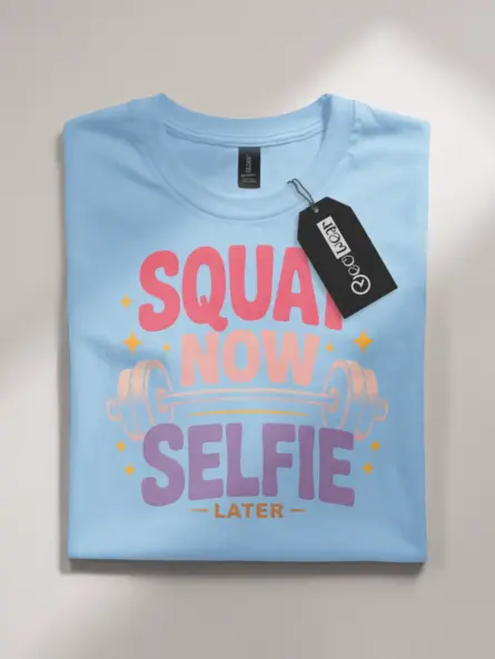 Fierce Squat Now Selfie Later T-Shirt – Retro Gym Glam - Image 4