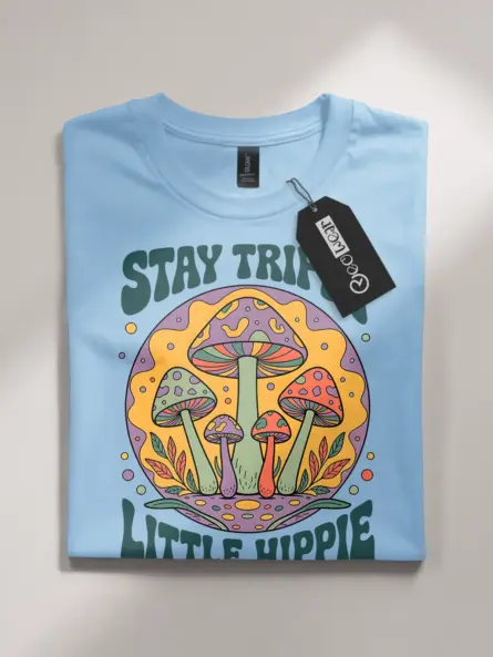 Trippy Mushroom Hippie T-Shirt Stay Trippy Little Hippie - Image 4