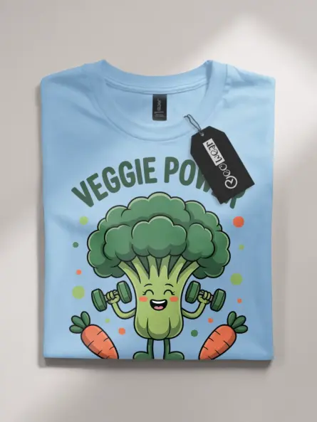 Funny Vegetable Pun T-Shirt – Veggie Power Broccoli Gym Tee for Kids & Adults - Image 4