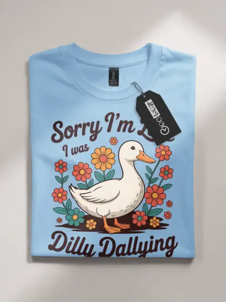 Vintage Duck Flower T-Shirt – Sorry I’m Late Dilly Dallying - Image 4