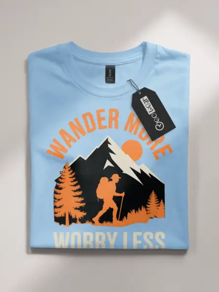 Wander More Worry Less T-Shirt – Vintage Hiking Mindfulness Tee - Image 4