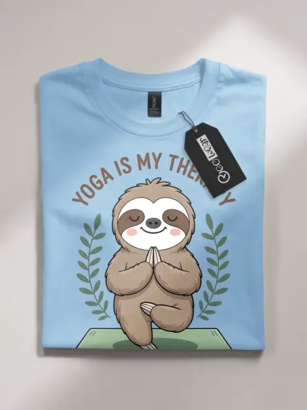 Yoga Is My Therapy Shirt – Adorable Sloth Tee for Stress Relief - Image 4
