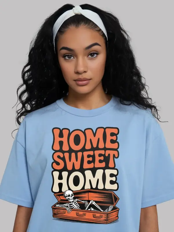 Light Blue front view – lounging skeleton in coffin design coffin skeleton