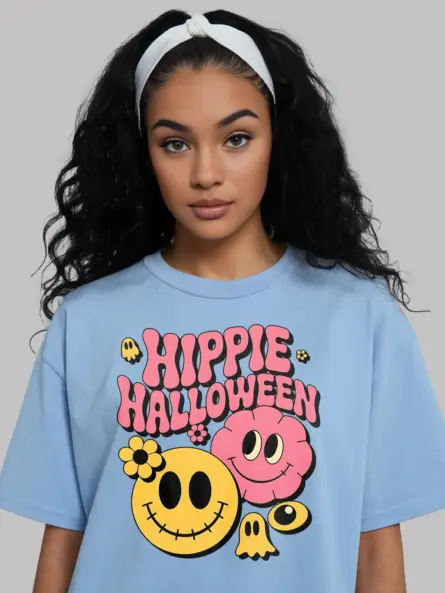 Light Blue lifestyle – cute spooky season retro shirt hippie Halloween light blue