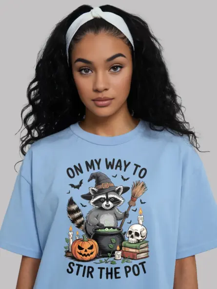 Hilarious Funny Raccoon Witch T-Shirt for Halloween - Image 6