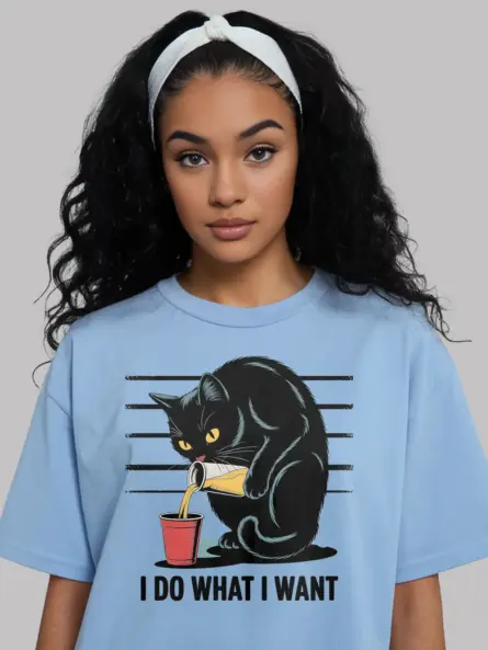 Rebellious “I Do What I Want” Cat Shirt – Funny Vintage Graphic Tee - Image 6