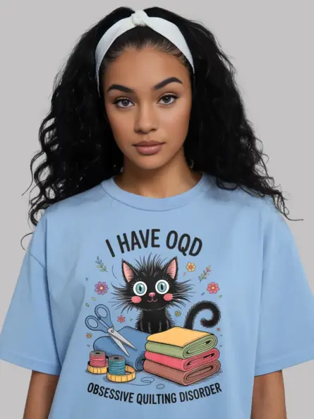 Funny Quilting T-Shirt – Obsessive Quilting Disorder Cat Tee for Crafters - Image 6