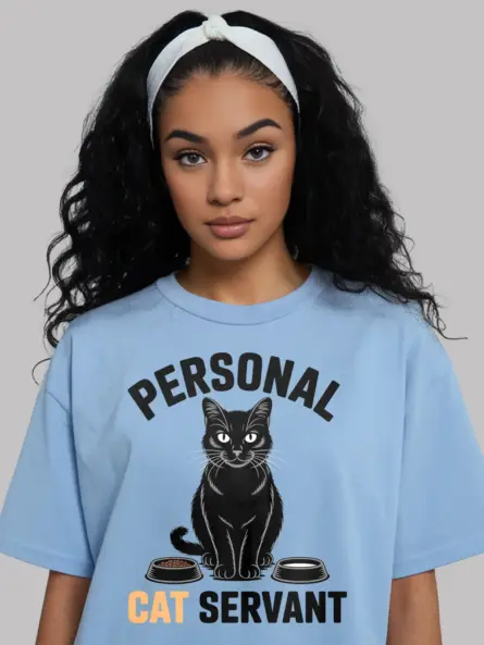Funny Personal Cat Servant T-Shirt for Cat Lovers | Minimalist Gift Tee - Image 6