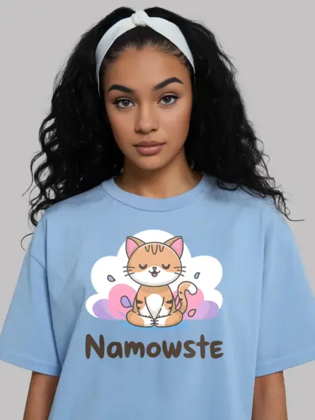 Cat Meditation Shirt – Namowste Yoga Tee - Image 8