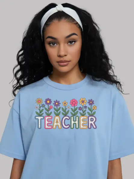 Floral Teacher Shirt – Whimsical Pink Bloom Power Tee - Image 6