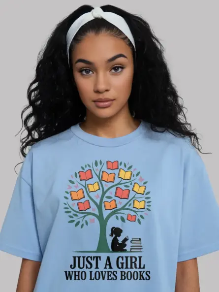 Just a Girl Who Loves Books Shirt – Minimalist Reader Tee - Image 6