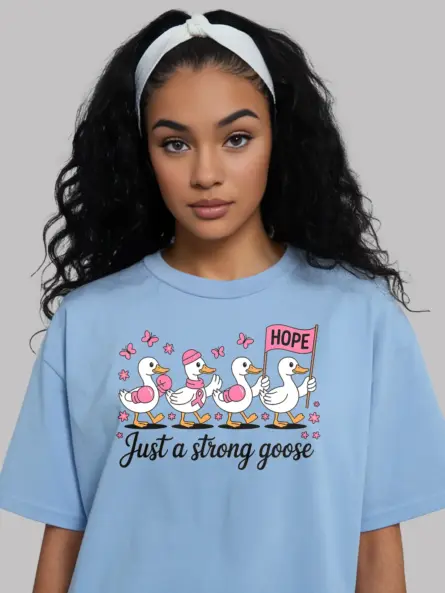 Just a Strong Goose Breast Cancer Shirt – Funny Pink Ribbon Tee - Image 3