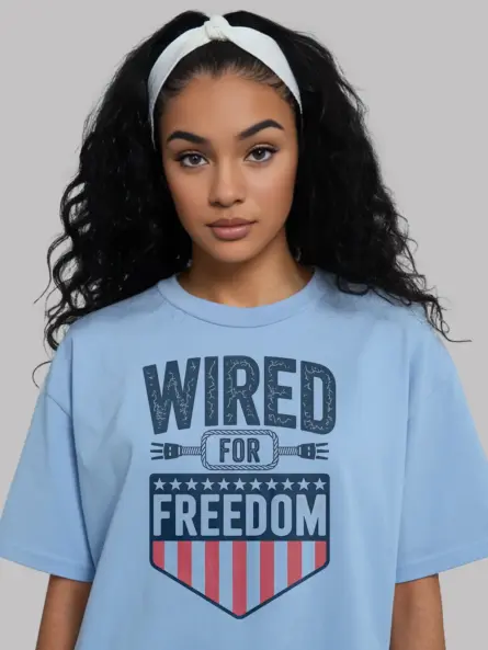 Patriotic Electrician T-Shirt - WIRED FOR FREEDOM - Image 6