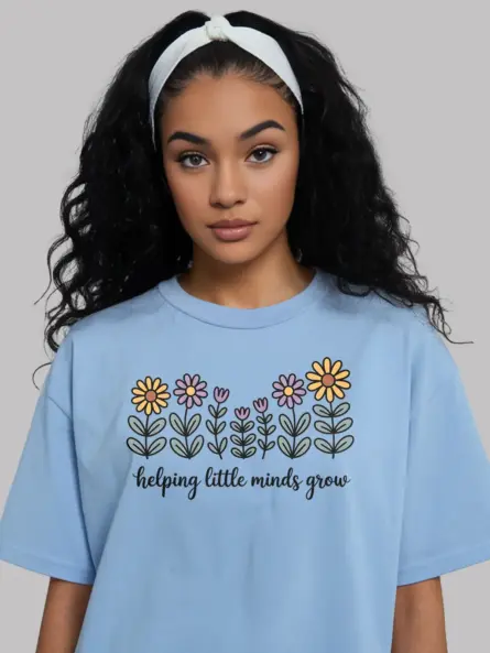 Helping Little Minds Grow Preschool Teacher Shirt – Floral Gift Tee - Image 6