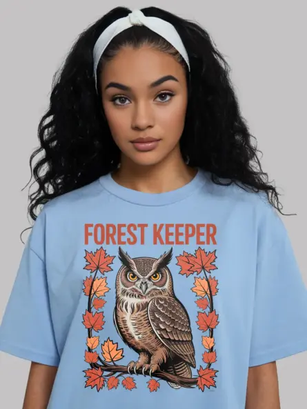 Retro Owl Forest Keeper T-Shirt for Nature Lovers - Image 6