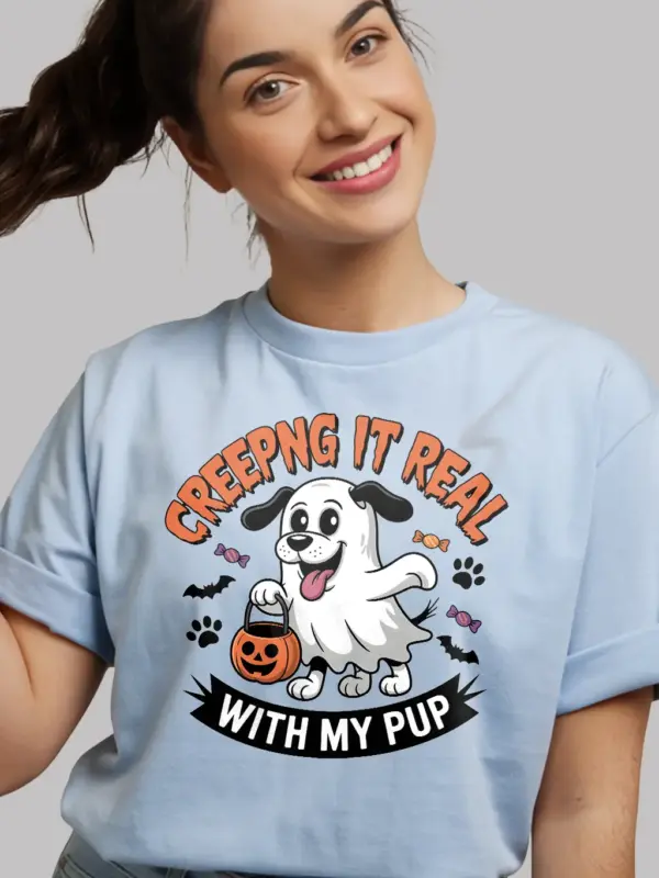 Front view Creeping It Real Dog Halloween T-Shirt pet costume
