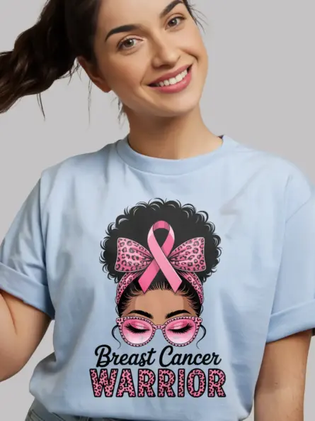 Fierce Breast Cancer Warrior T-Shirt – Afro Pink Ribbon Empowerment Tee - Image 5